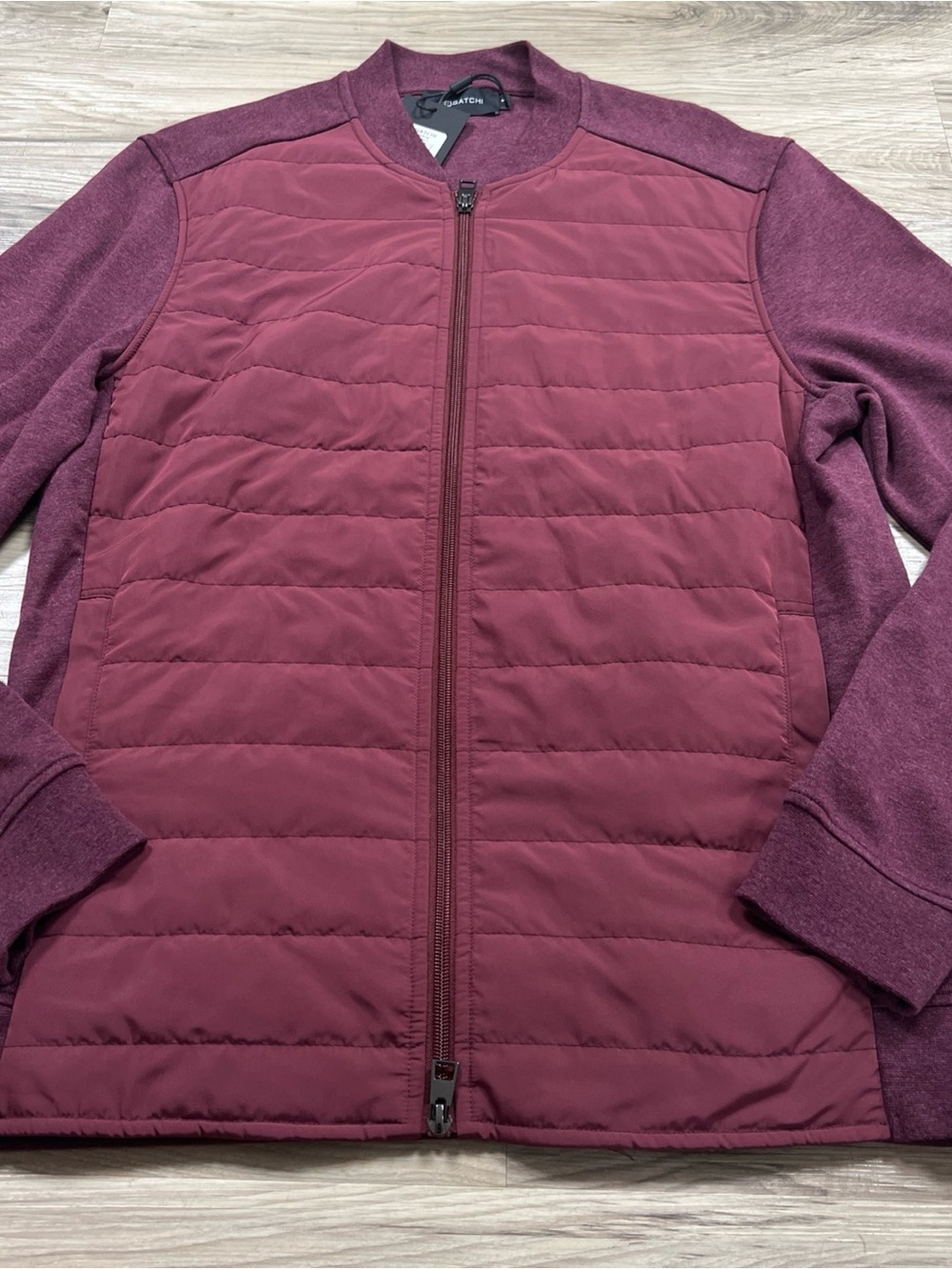 BUGATCHI Uomo FULL ZIP  COTTON KNIT JACKET Burgundy Men’s Small $199 NWT